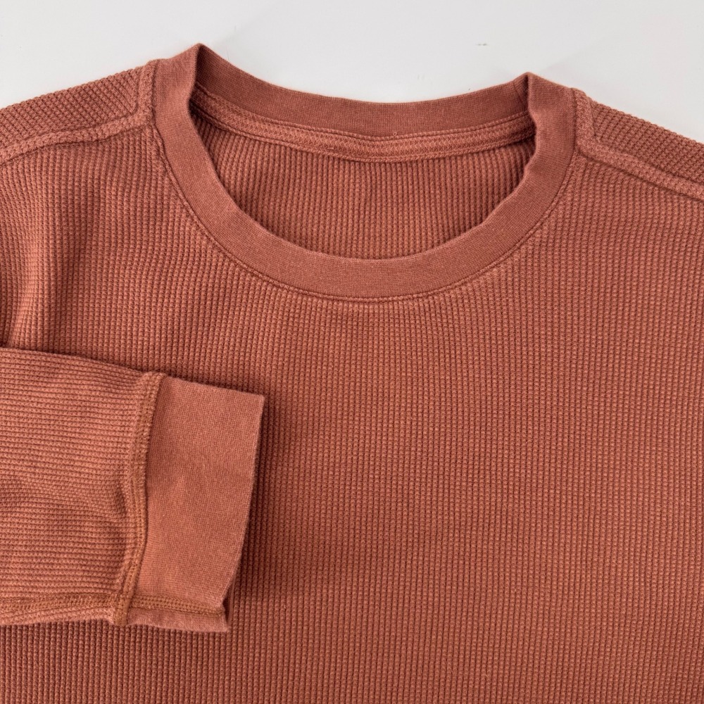 Vuori Waffle Knit Thermal Shirt Mens Large Brown Long Sleeve Crewneck V176